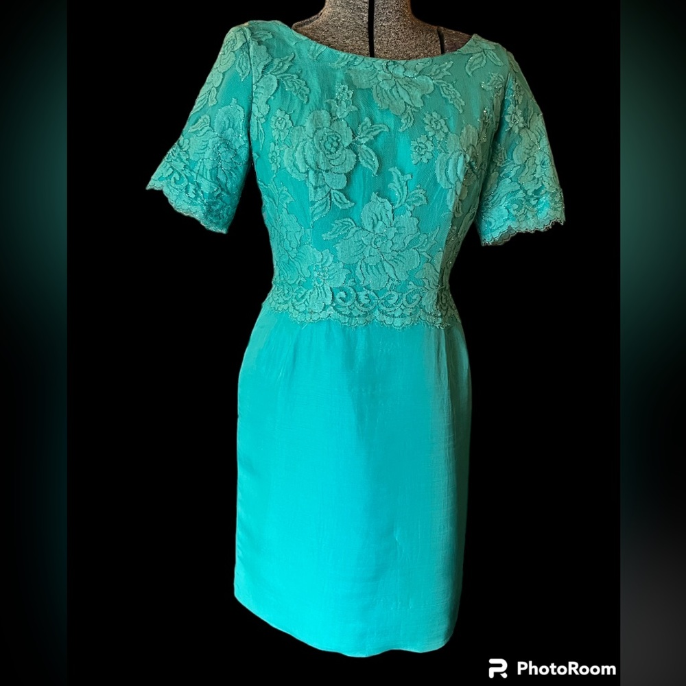 Vintage Jack Goldbach A Formal - turquoise dress 1960s